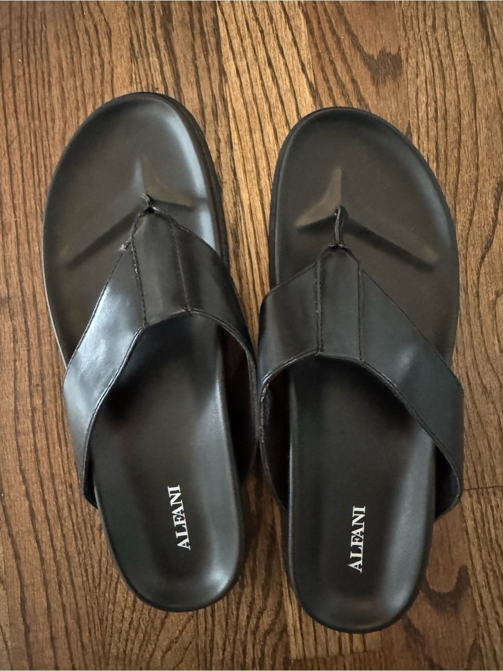 Alfani Black Leather Men’s Thong Slide Sandals